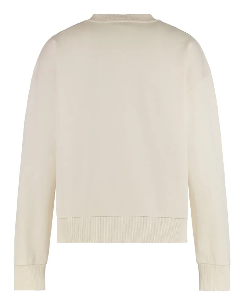 Moncler Women Hoodie With Embroidered Logo Ecru Cotton Sweatshirts Sweater Beige