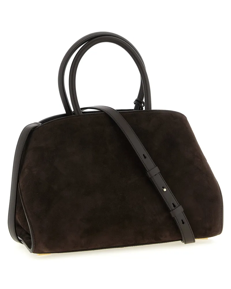 Ferragamo Gancini Buckle Suede Top Handle Bag — Brown Brown