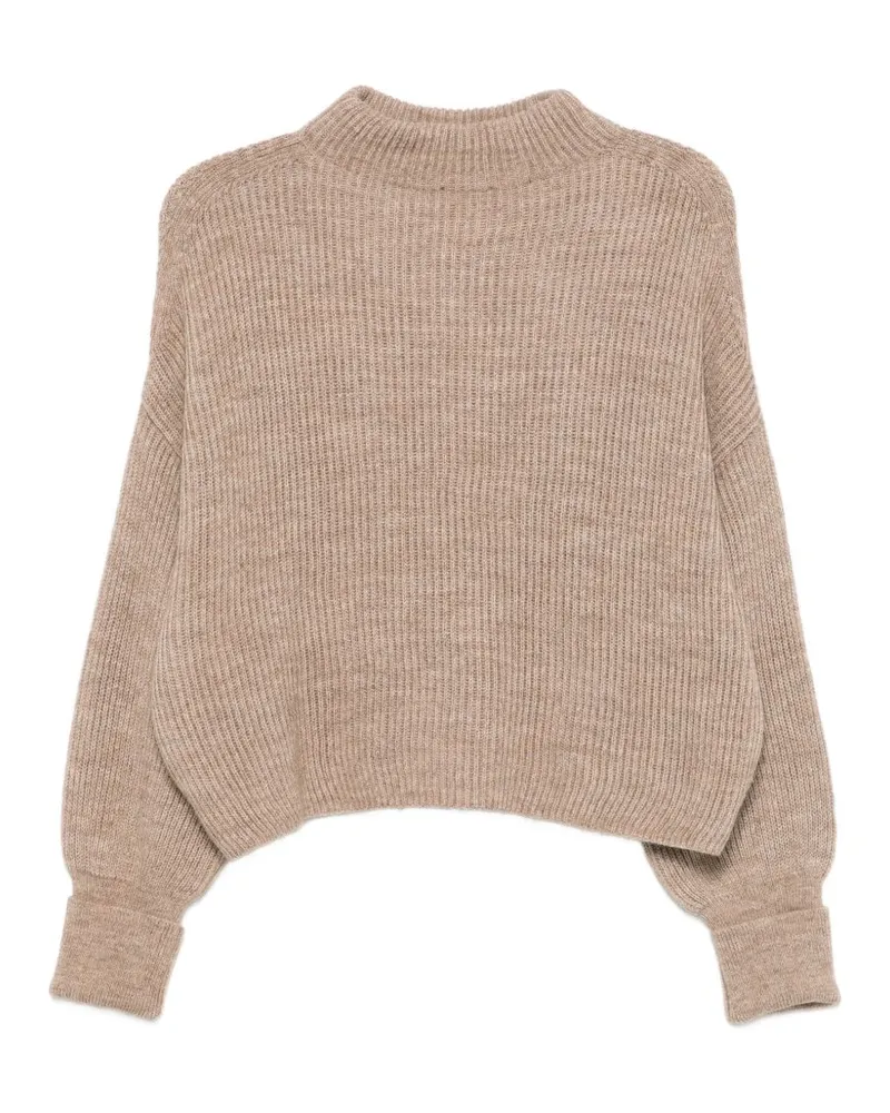 Closed Ribbed Knit Crewneck Sweater — Beige Beige