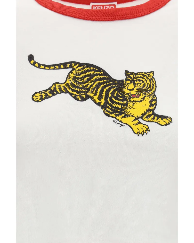 Kenzo Women's T-Shirt Jumping Tiger Off White Cotton T-Shirts & Jerseys White