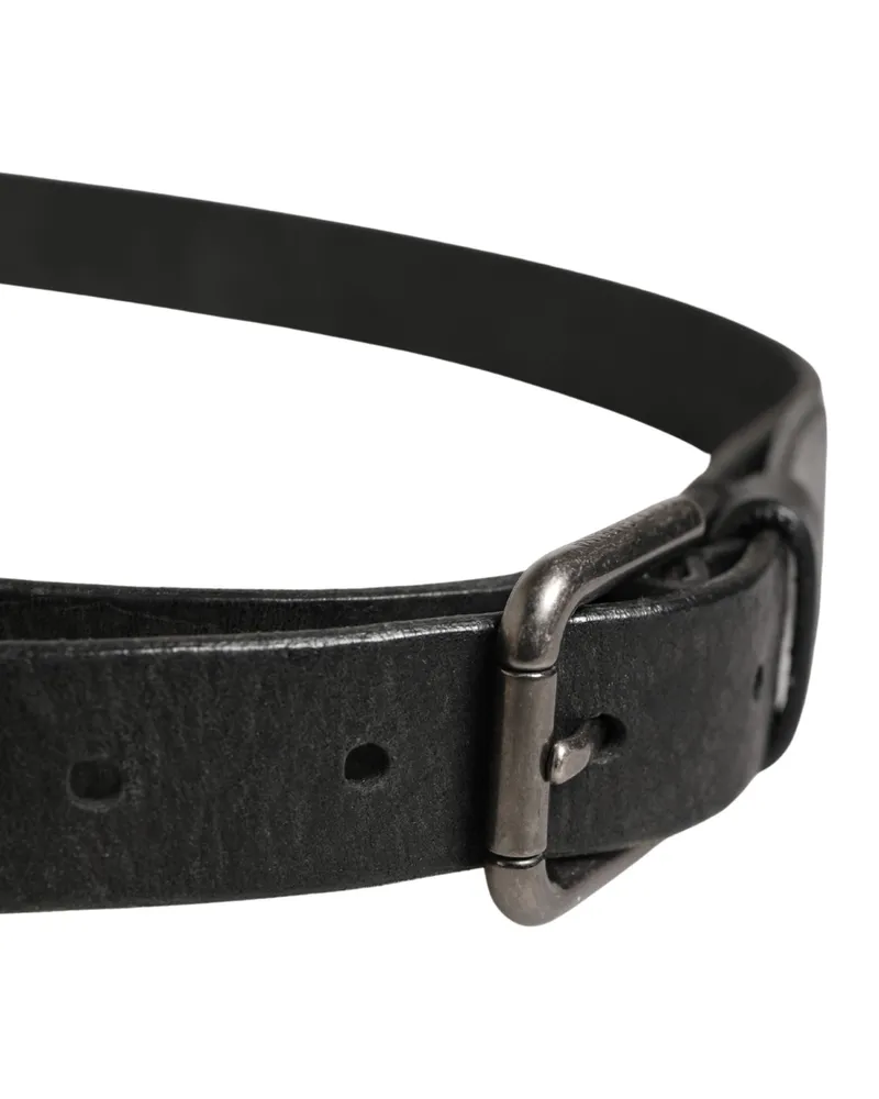 Dolce & Gabbana Men Black Calfskin Leather Metal Buckle Belt Calf Black