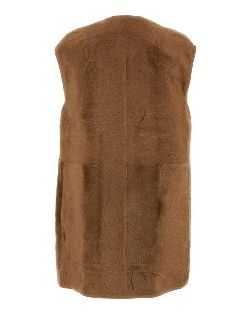 Max Mara Women's Biscuit Shearling Effige Sleeveless Coat Cammello Cappotti Beige
