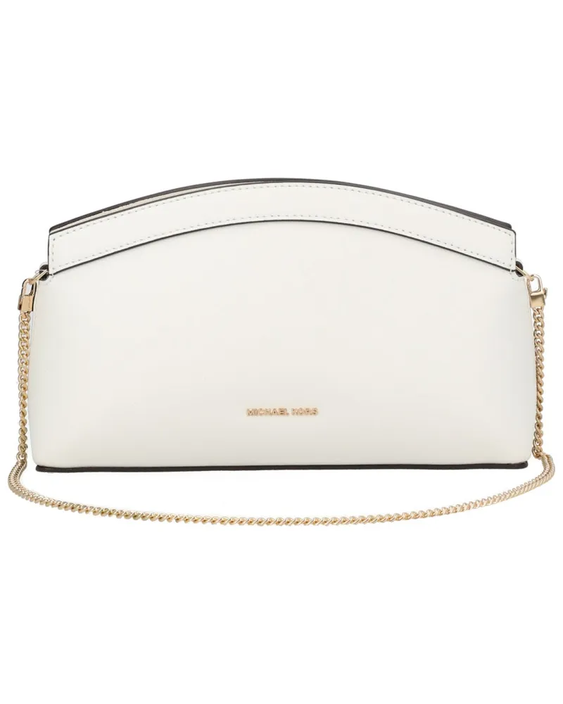 Michael Kors Women's Clutch Athena White Cow Leather Shoulder Bags White