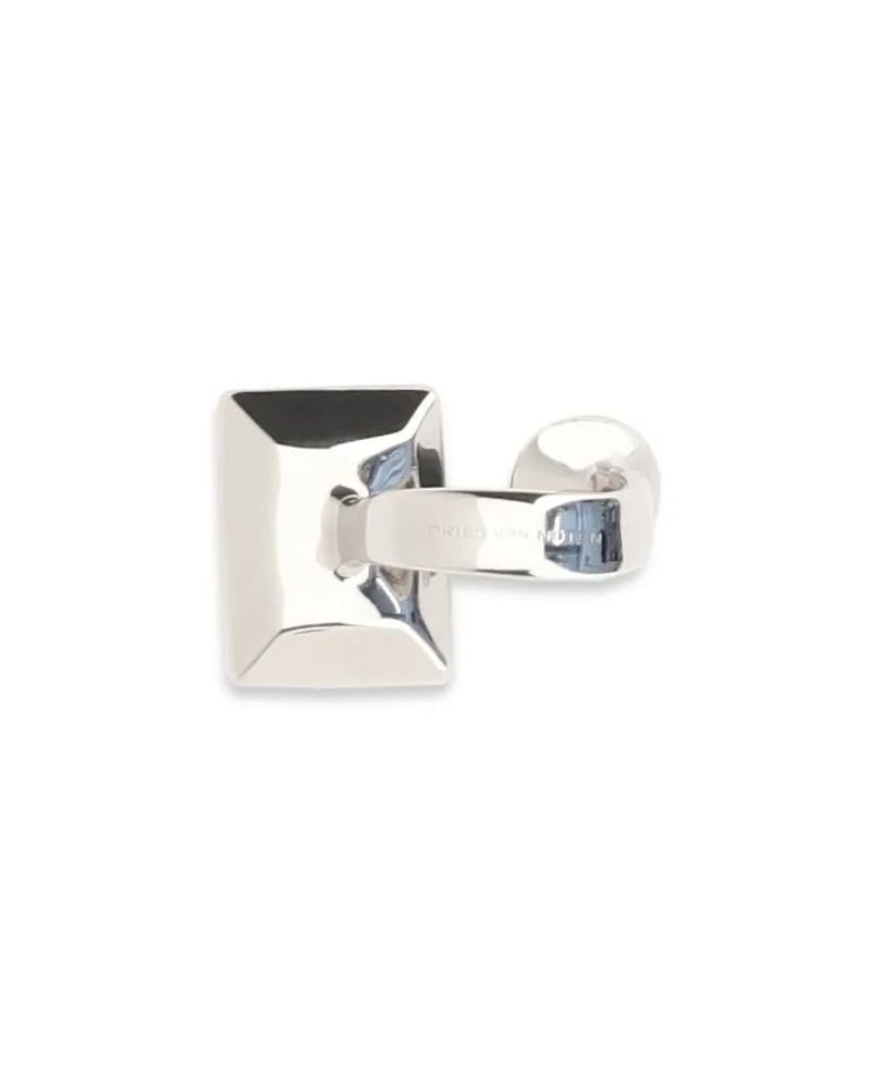 Dries van Noten Women Stone Ring Silver Black Metal Rings Black
