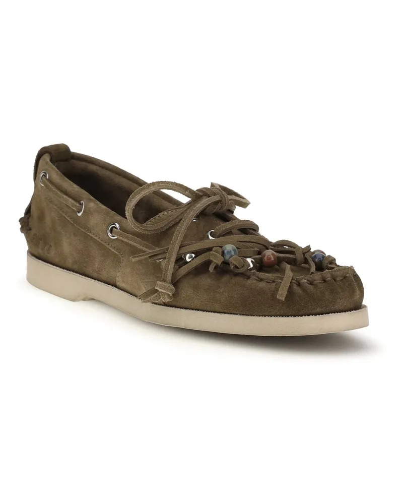 Golden Goose Women's Boat Loafers Khaki Calf Leather Khaki