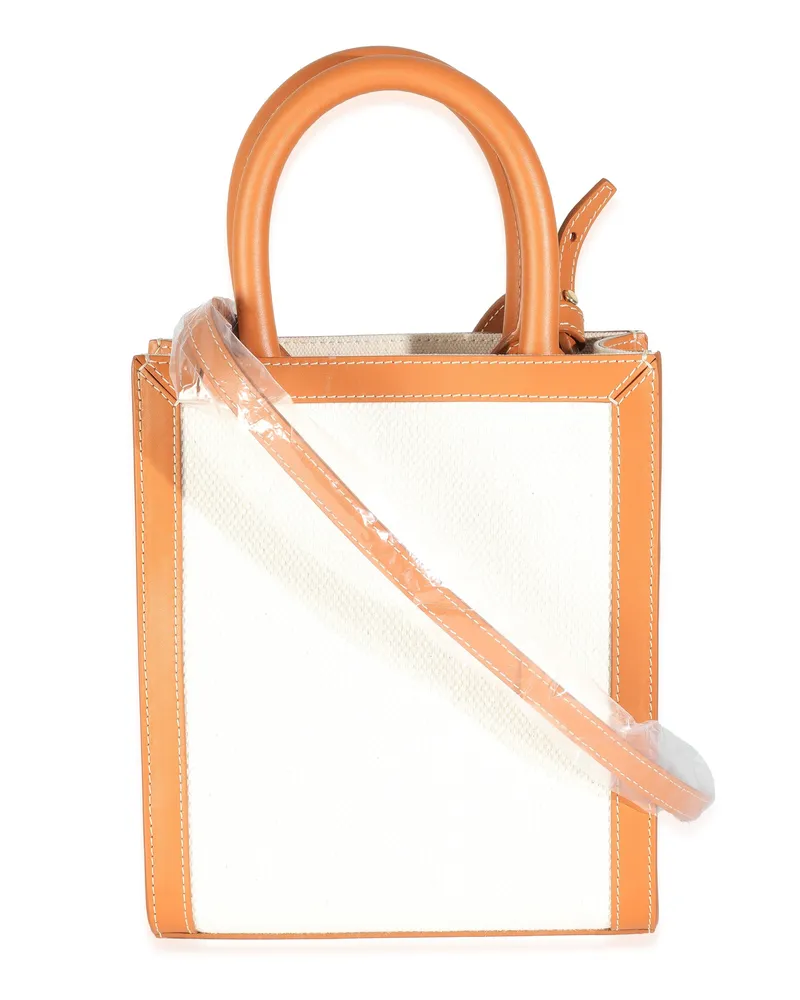 Celine Men's Natural Tan Canvas Calfskin Vertical Cabas Bag Beige Handbag Beige