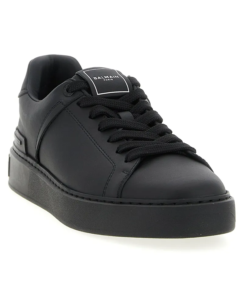 Balmain Men's Black Calfskin Low Top Sneakers Black