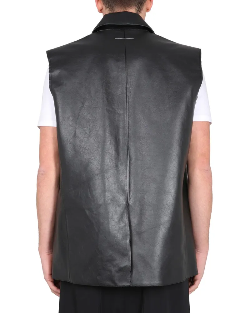 Maison Margiela Leather Vest — Black Black
