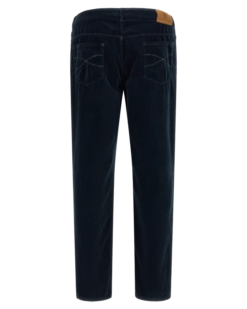 Brunello Cucinelli Men's Blue Cotton Casual Pants Navy