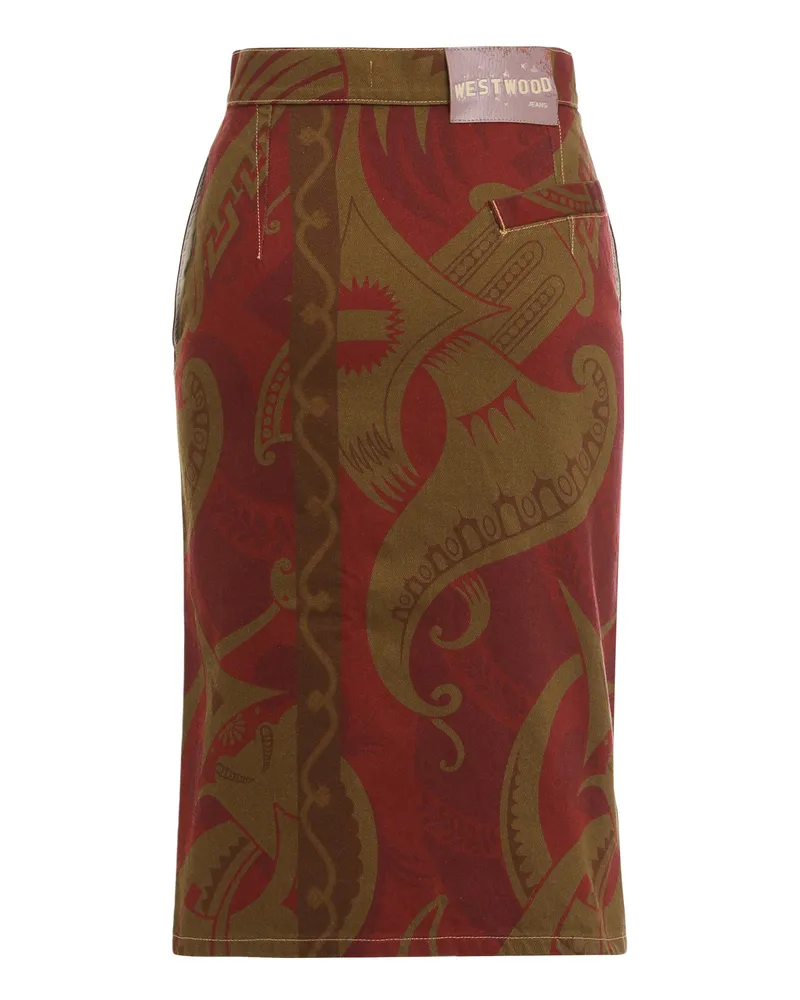 Vivienne Westwood Women's Printed Cotton Midi Skirt Red Red