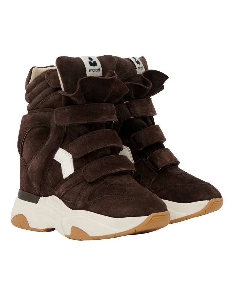 Isabel Marant Women's Sneakers Balskee Chocolate-Milky White Main: Calf Velvet Leather Trainers Chocolate/milky Brown