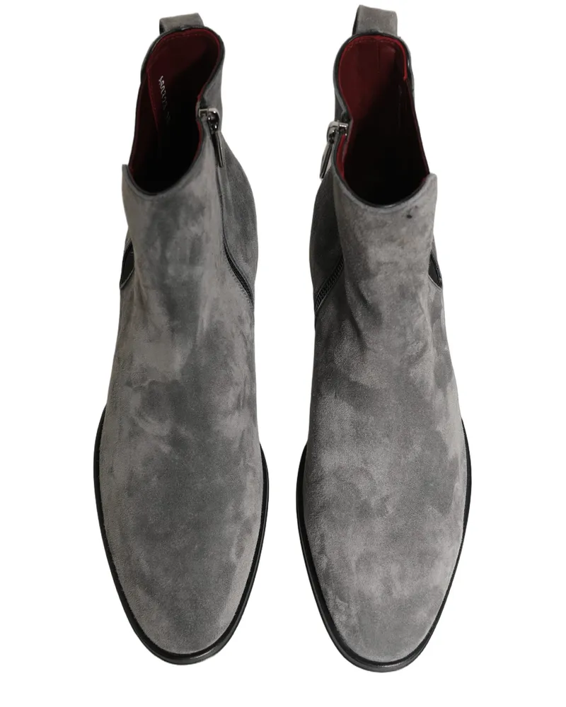 Dolce & Gabbana Men's Gray Suede Leather Chelsea Boots Shoes Gray