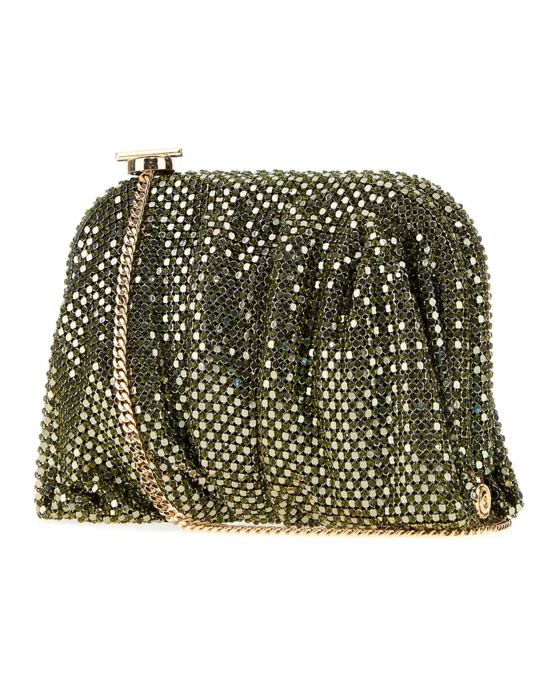 Benedetta Bruzziches Rhinestone Mesh Clutch — Green Green