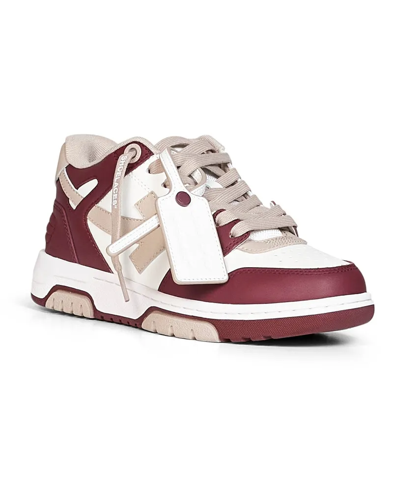 OFF-WHITE Women's Sneakers Out Of Office Burgundy-Beige Multicolour Bovine Leather (top Grain) Trainers Burgundy