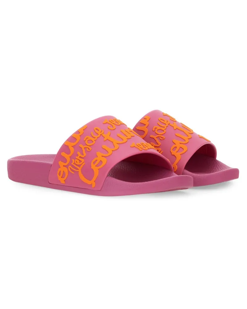 Versace Jeans Logo-Embroidered Slide Sandal — Pink Pink