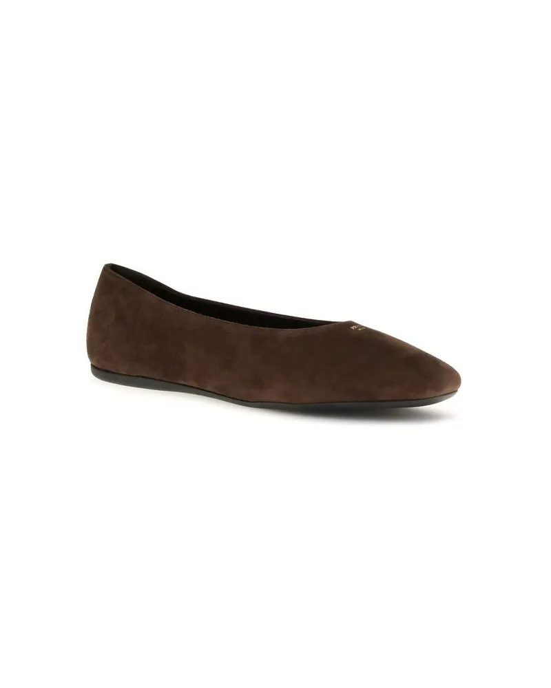 Prada Calf Leather Ballet Flat — Brown Brown