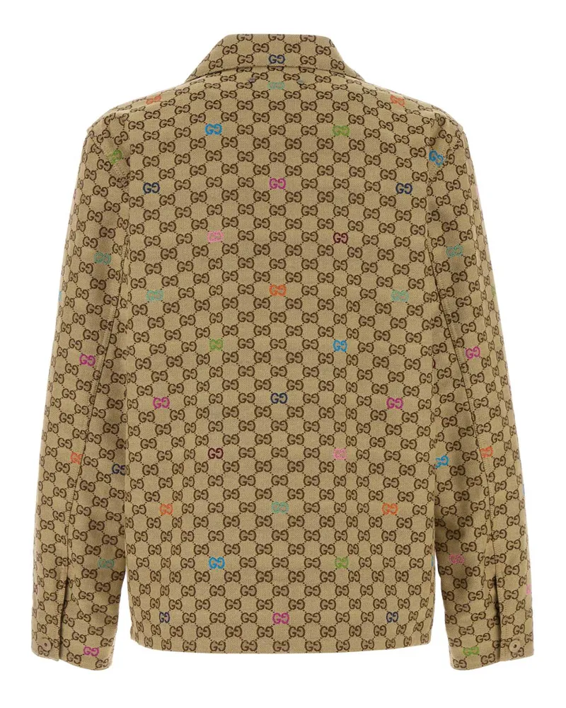 Gucci Men's Gg Fabric Jacket Camelorangemc Giubbini Beige