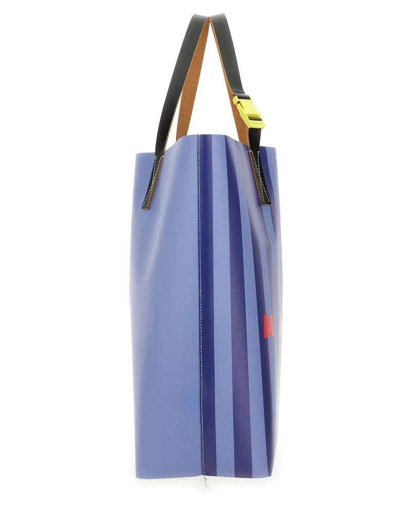Marni Men's Tribeca Shopping Bag Azure Polyurethane Polyester Handbags Hand Azure