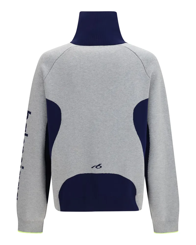 Balenciaga Men's Bodys Zip Knit Sweater Grey-Navy Cotton; Polyamide Grey/navy Grey