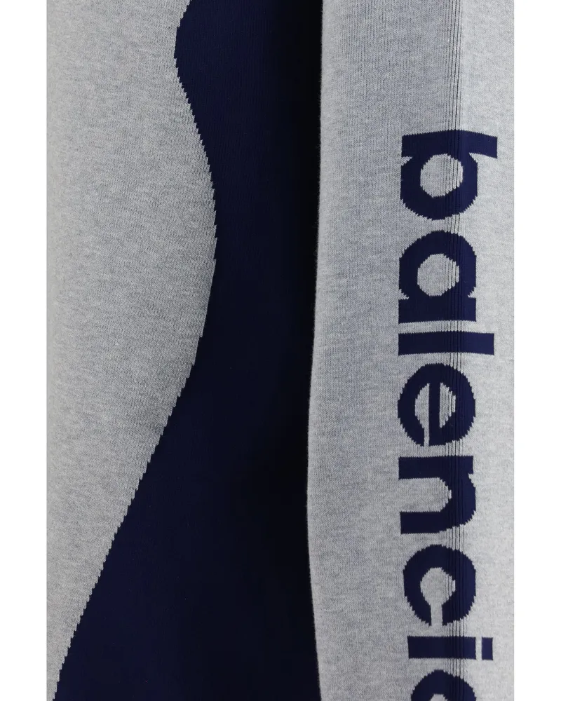 Balenciaga Men's Bodys Zip Knit Sweater Grey-Navy Cotton; Polyamide Grey/navy Grey