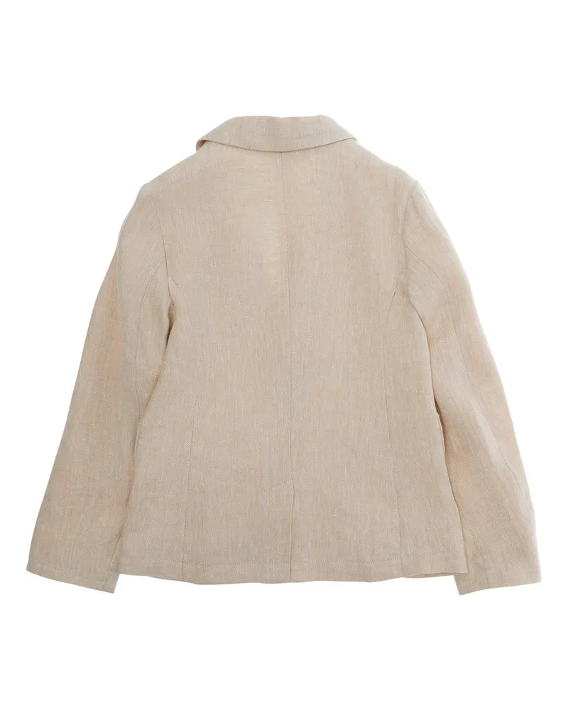 Emporio Armani Boys' Single-Breasted Linen Jacket Beige Blazers Beige