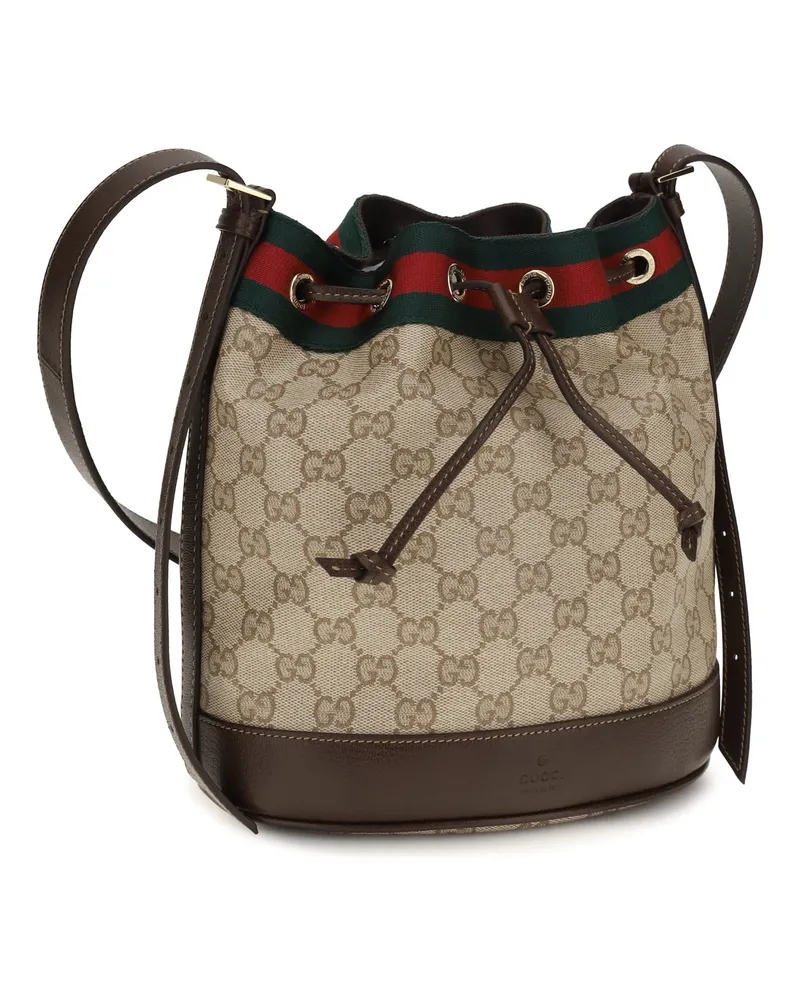 Gucci Women's Venice Mini Bucket Bag Vin.san.br-Dk.br-Vrv Cotton; Linen; Polyurethane Handbags Vin.san.br/dk.br/vrv Hand Beige