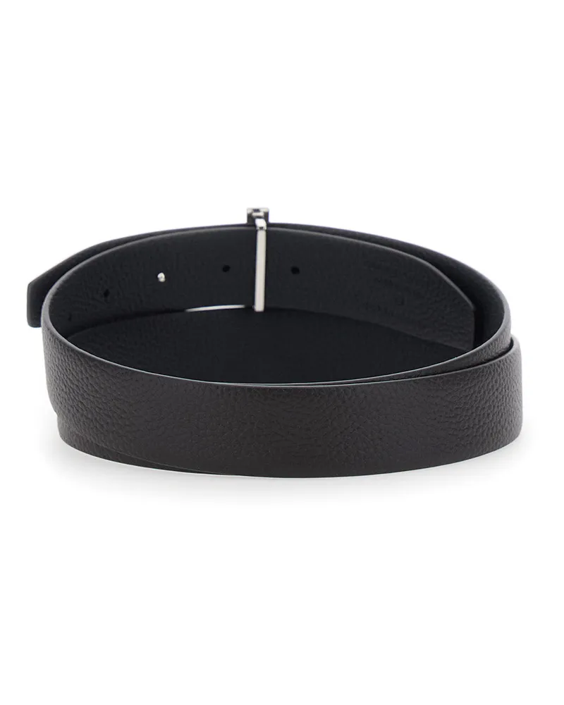 Tom Ford Men's Leather Belt With T Buckle Brown Calf Brown