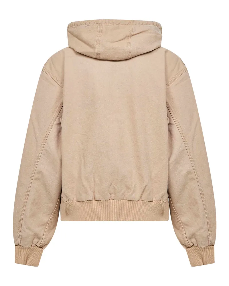 Carhartt WIP Women Hooded Jacket Og Active Brown Cotton Bomber Brown