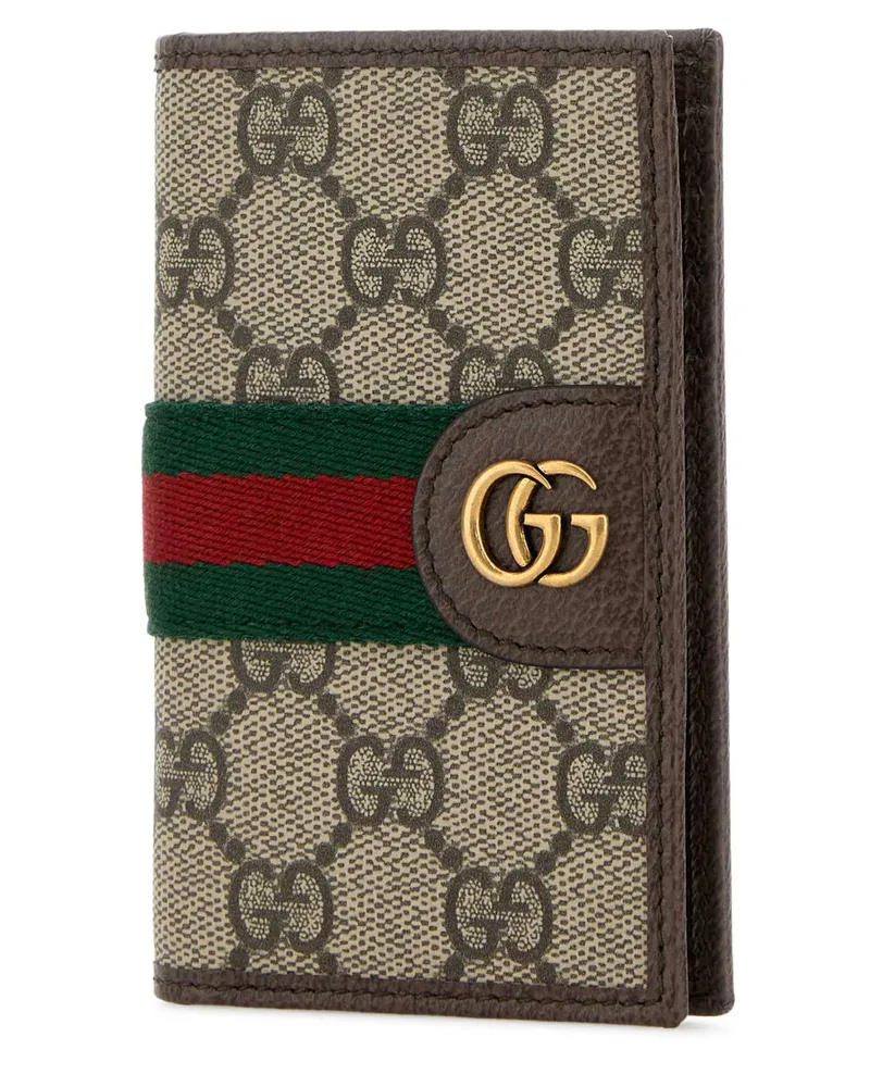 Gucci Men's Gg Supreme Fabric Ophidia Card Holder Oldbebnacerovrv Portafogli Wallet Beige