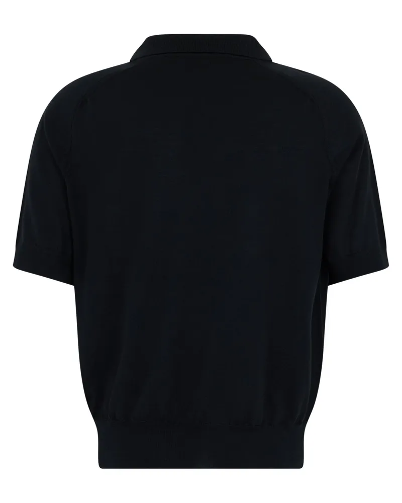 AMI Paris Short-Sleeve Wool Polo — Black Black