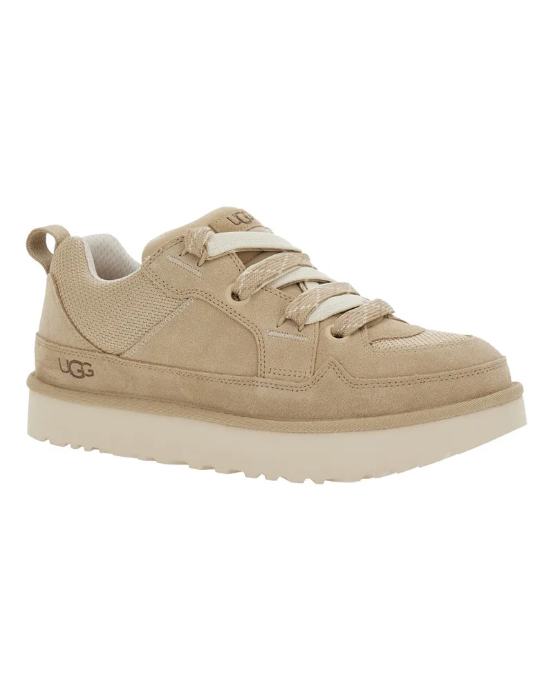 UGG Men's Sneakers Lo Lowmel Beige Suede Leather Trainers Beige