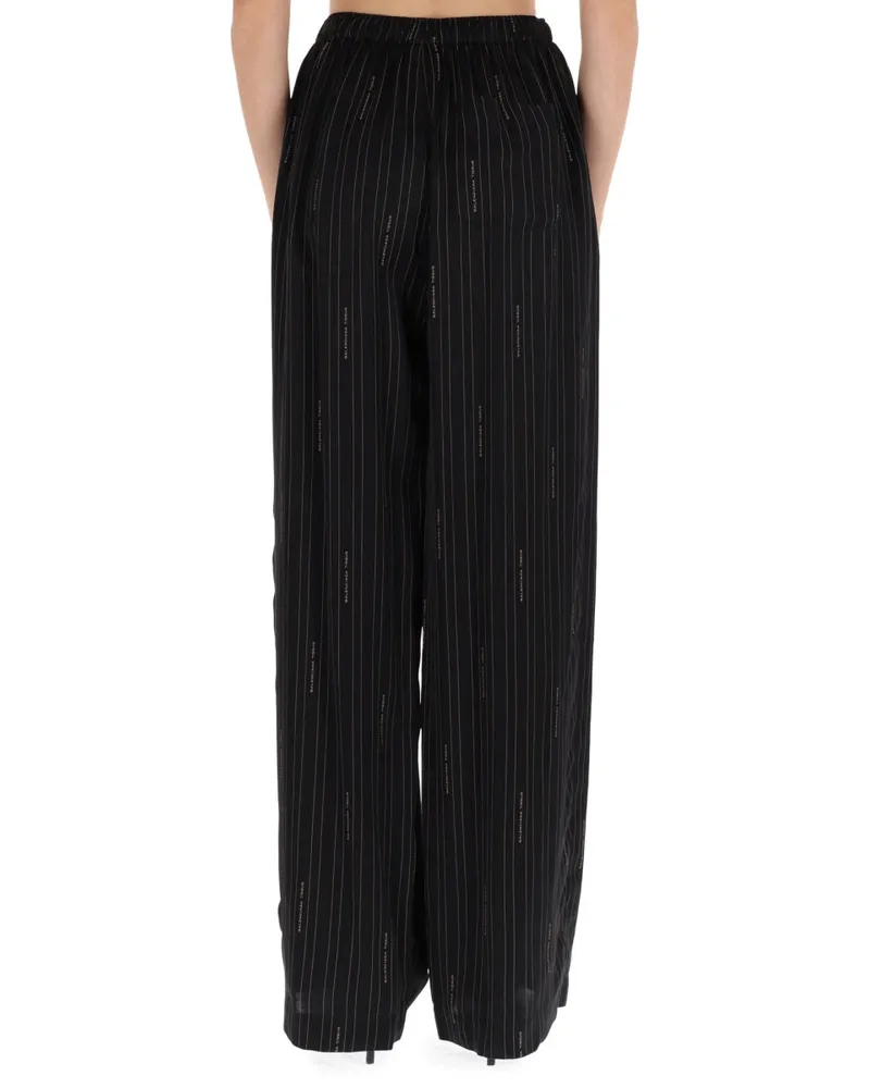 Balenciaga Viscose Pyjama-Style Trousers — Black Black