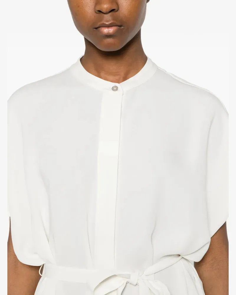 Herno Women's Band-Collar Short-Sleeve Midi Dress Ss26 W White