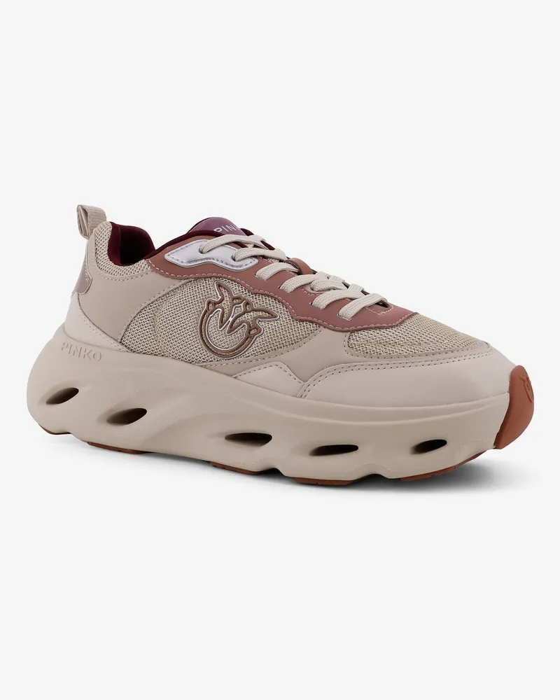 Pinko Women's Trainers Nylon-Leather Beige Nylon/leather Sneaker Beige