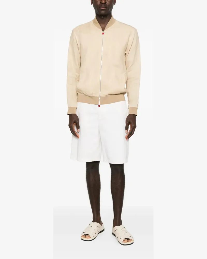 Kiton Men's Zipped Bomber Jacket Ss26 M Beige
