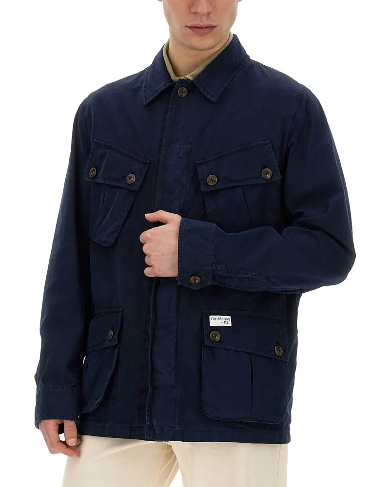 Fay Cotton Jacket — Blue Blue