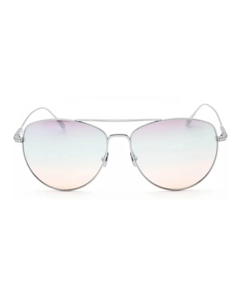 Tom Ford FT078416Z Aviator Sunglasses — Silver Silver