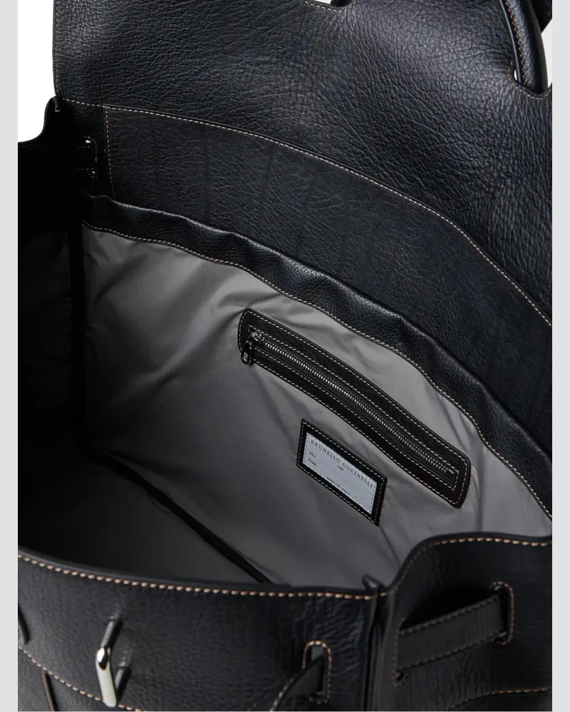 Brunello Cucinelli Men's Leather Holdall Bag Black Aw26 M Black