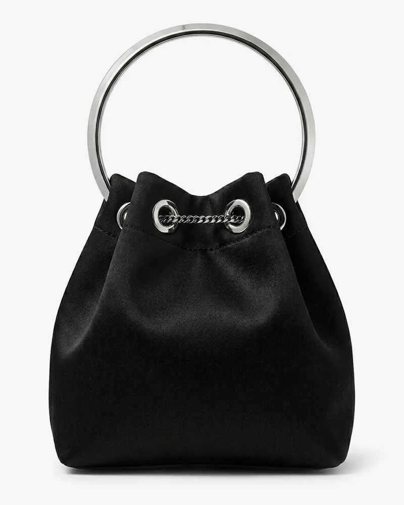 Jimmy Choo Women's Bucket Bag Bon Black Satin Polyester Black