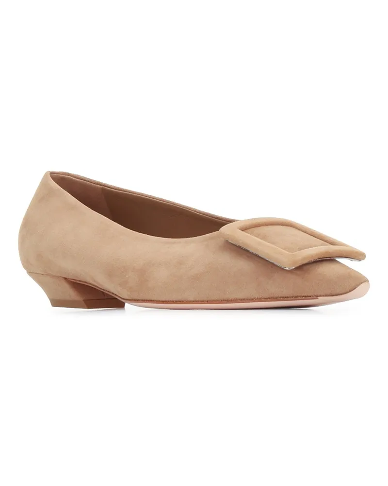 Roger Vivier Covered Ballerina Flat — Beige Beige