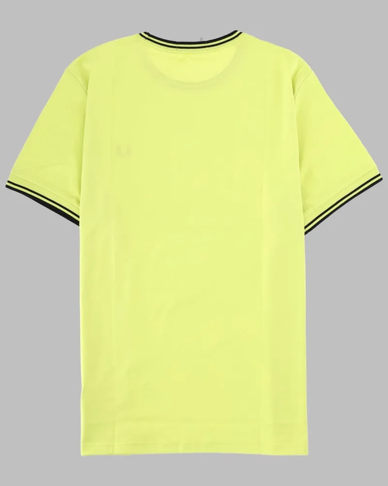 Fred Perry Double-Stripe Cotton T-Shirt — Yellow Yellow
