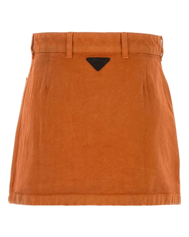 Prada Women's Orange Denim Mini Skirt Arancio Exterior: Cotton Gonne Orange