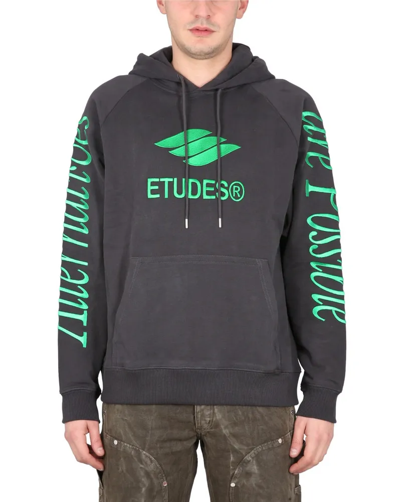 Études Studio Logo-Embroidered Organic Cotton Sweatshirt — Black Black