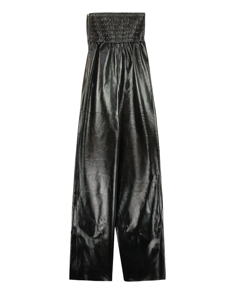 Bottega Veneta Women's Leather Jumpsuit Black Lamb Jumpsuits Dress Black