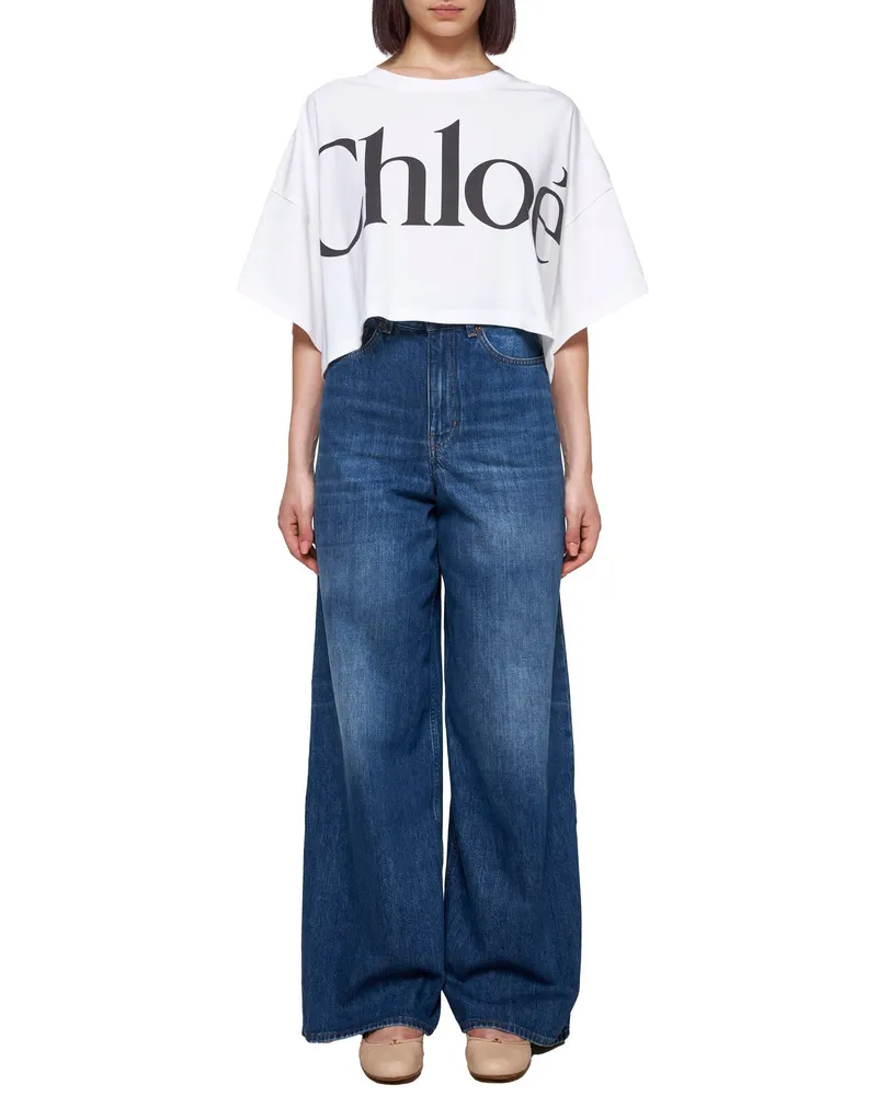 Chloé Women's Wide-Leg Denim Jeans Blue Cotton Blue
