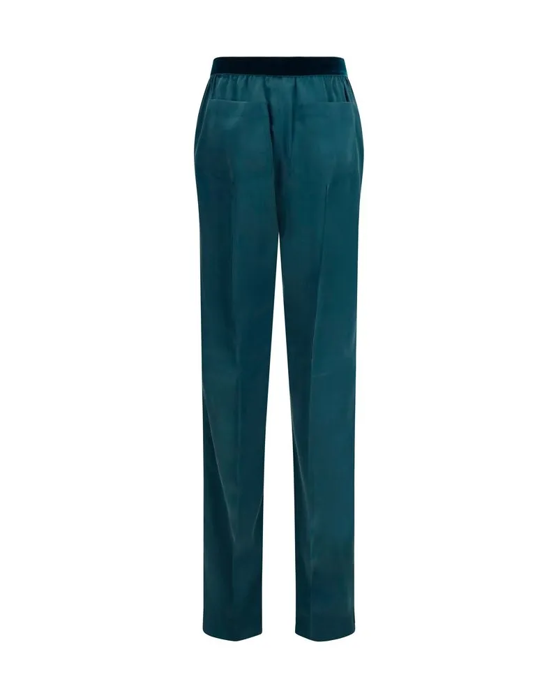 Tom Ford Women Blue Silk Casual Pants Blue