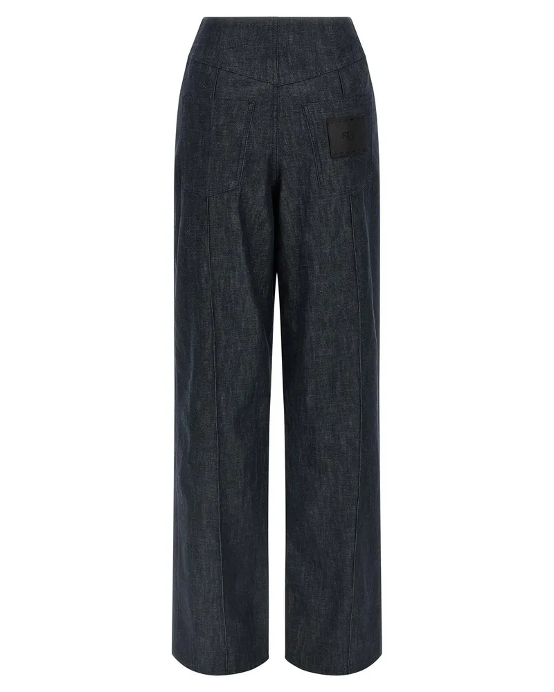 Fendi Women's Blue Cotton High-Waisted Jean Clothing Blue