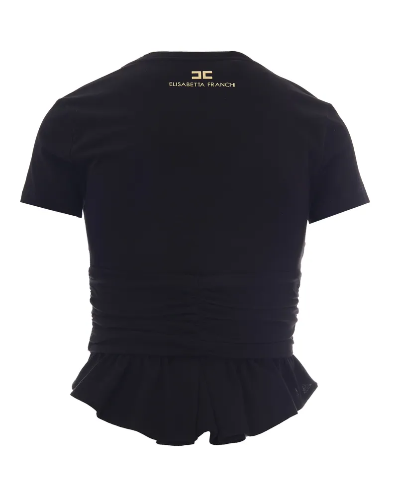 Elisabetta Franchi Women's T-Shirt Gioiello Black Cotton Top Black