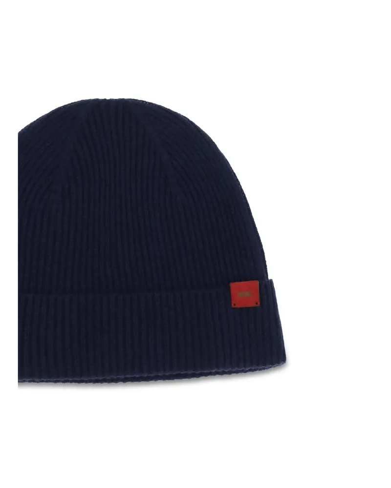 Kiton Men's Wool Beanie Hat Blue (ovis Aries Navy