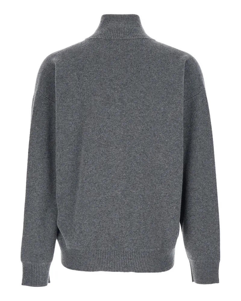 Roberto Collina Men's Grey Wool Sweatshirt With Zip Closure Top Gray